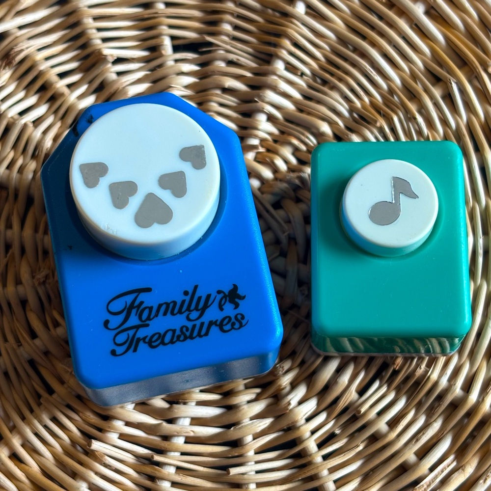 Two Family Treasures hearts 💕 and musical note 🎶 Paper Punch-Out